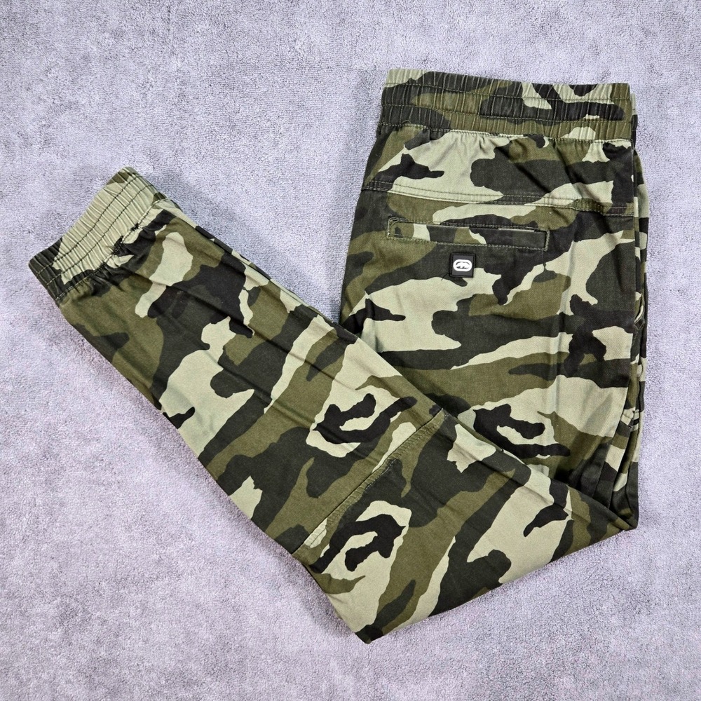 Ecko Unltd Jogger‎ Pants Mens XL Green Camo Excellent Stretch Cotton Streetwear
